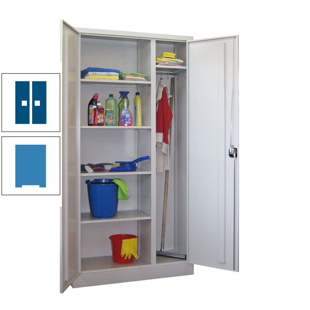 Putzschrank mit Trennwand - 1.950x1.000x400 mm (HxBxT) - Böden pulverbeschichtet - anthrazitgrau