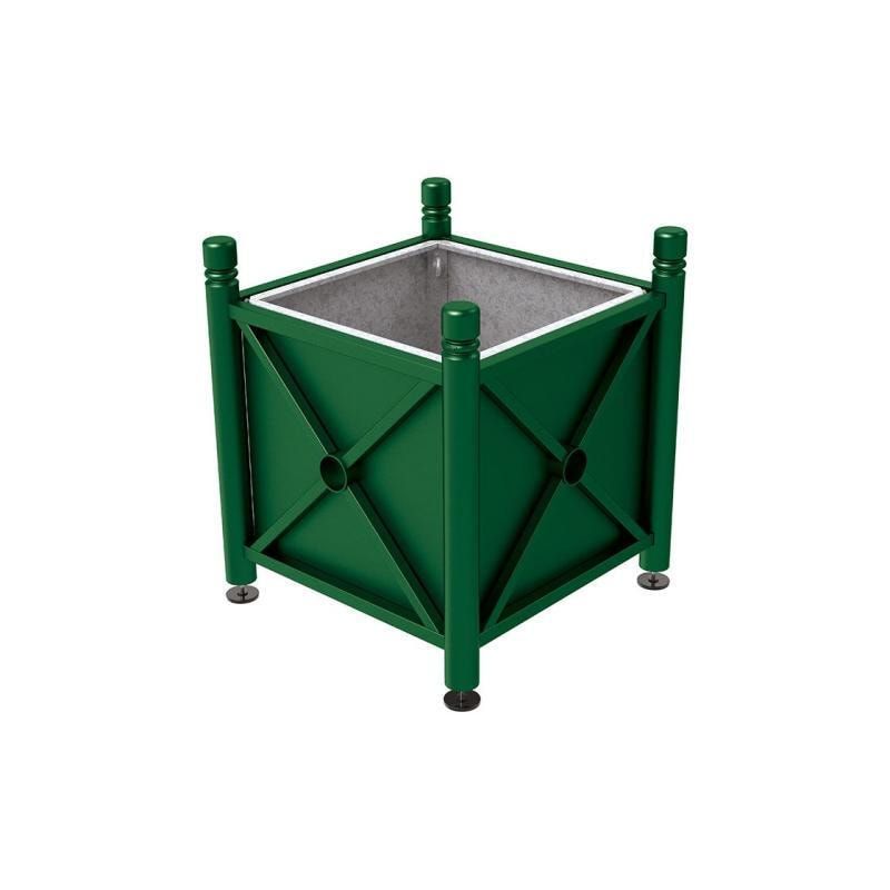 Pflanzbehälter, Stahlblech feuerverzinkt, verstellbare Füße, Innenfach feuerverzinkt, Kopf Agora, 750 x 800 x 800 mm (HxBxT), enzianblau
