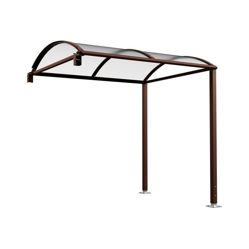 Fahrradunterstand, Fahrradüberdachung, Erweiterung, LED Beleuchtung, 2.635 x 2.500 x 2.090 mm (HxBxT), auf Bodenplatten, Regenrinne, Farbe enzianblau
