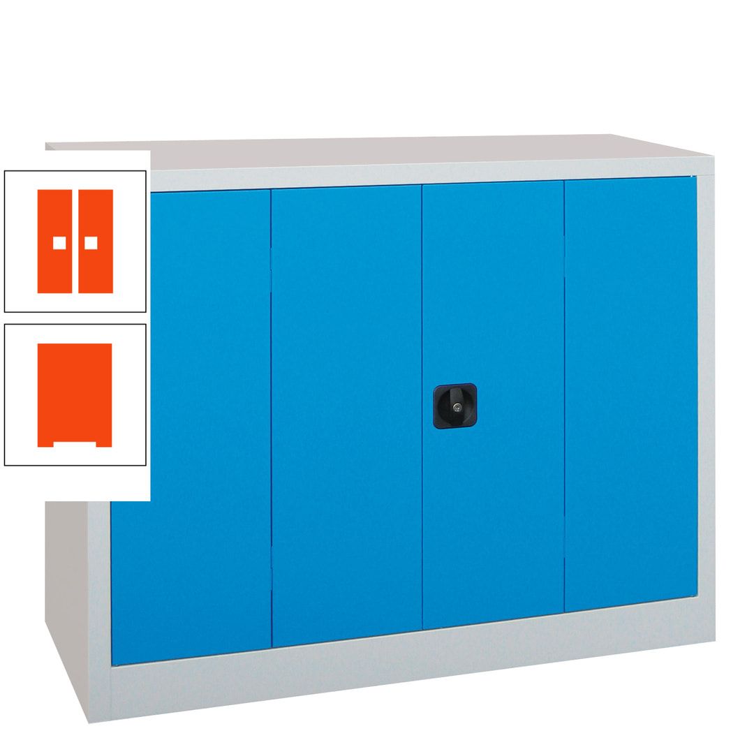 Falttürenschrank - 1.000x1.200x400 mm (HxBxT) - 2 Einlegeböden, gepulvert - Zylinderschloss - anthrazitgrau