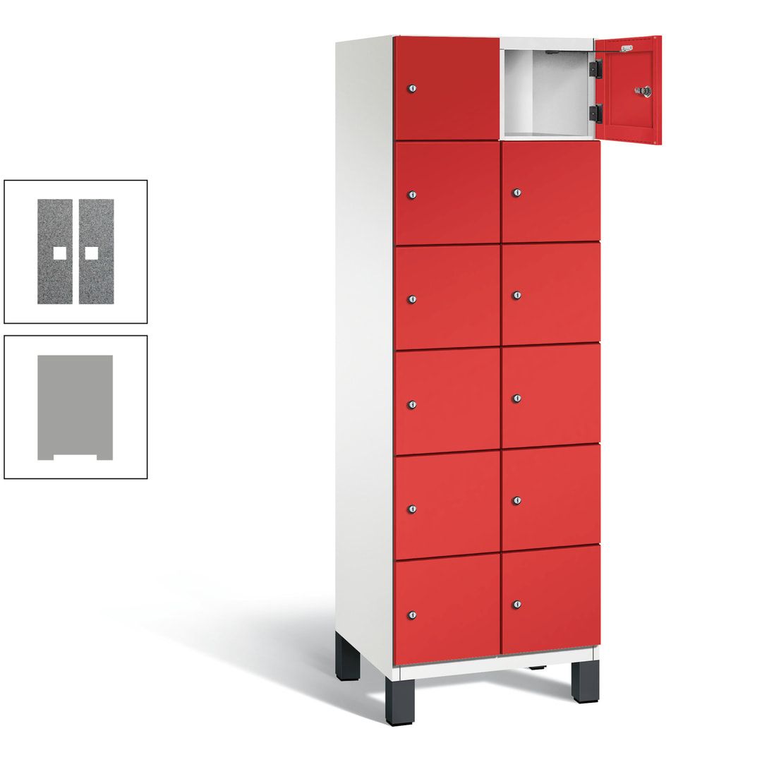 Fächerschrank, Stahlschrank, 12 Fächer, Türöffnungsbegrenzer, Füße, 1.980 x 600 x 525 mm (HxBxT), Korpus anthrazitgrau, Front anthrazitgrau