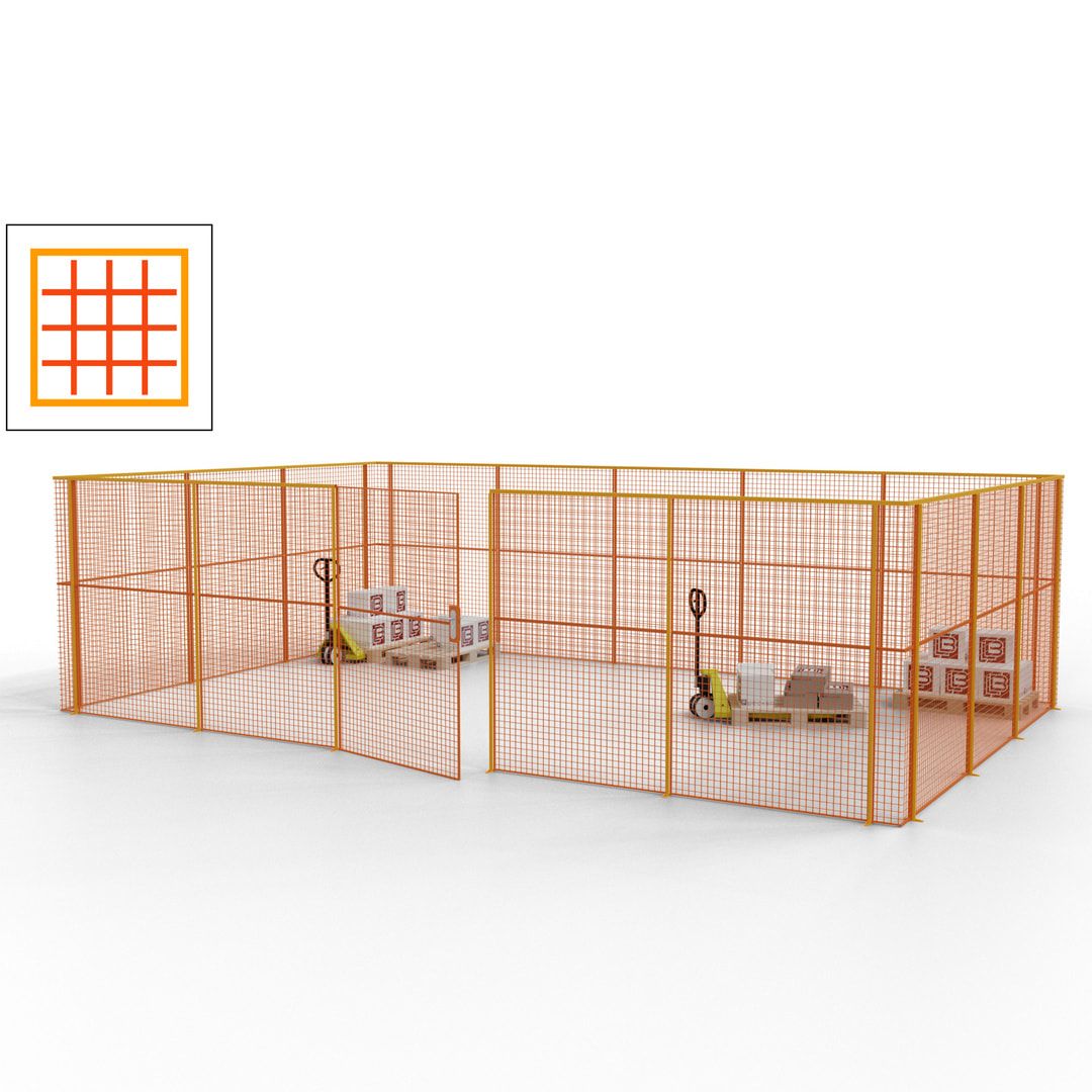 Maschinen Schutzgitter - Hallentrennwand - Sicherheitszaun - Tür - 22 m - 2.200 x 7.900 x 4.900 mm (HxBxT) - enzianblau