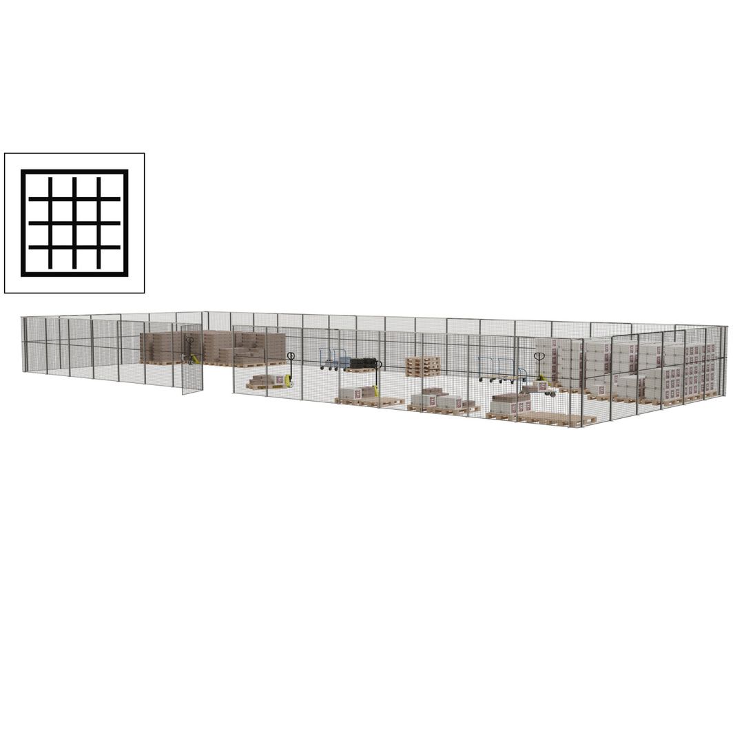 Maschinen Schutzgitter - Hallentrennwand - Sicherheitszaun - Tür - 66 m - 2.200 x 24.400 x 9.400 mm (HxBxT) - enzianblau