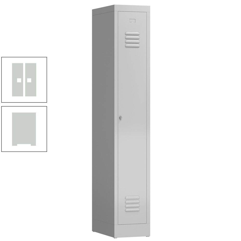 Garderobenschrank, Garderobenspind, 1 Abteil, 1.800 x 310 x 500 mm (HxBxT), Stahl, Drehriegelverschluss, Korpus: lichtgrau, Front: anthrazitgrau