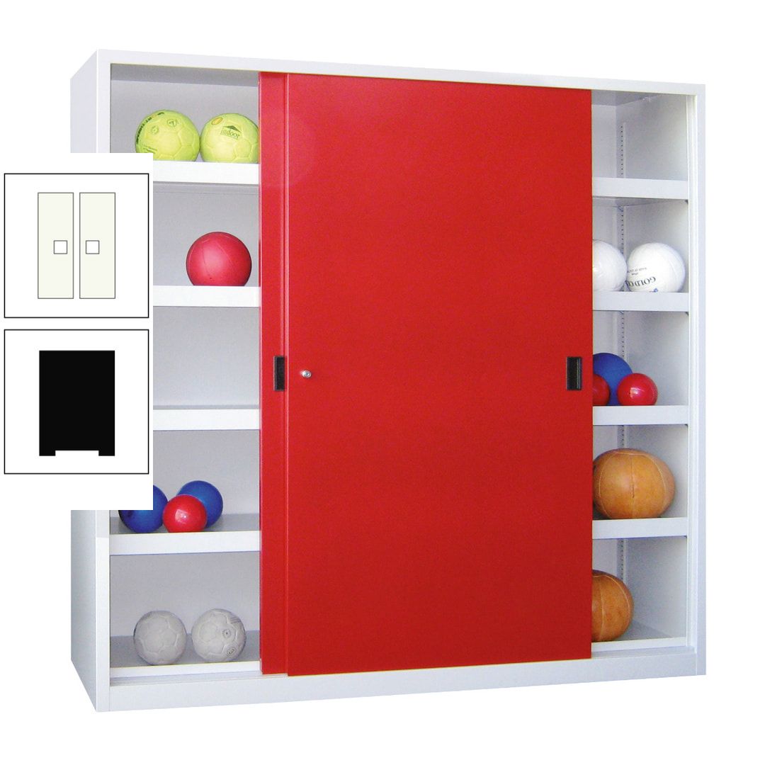 Ballschrank - Schiebetüren - Trennwand - 8 Böden - 1.950x1.500x600 mm (HxBxT) - anthrazitgrau