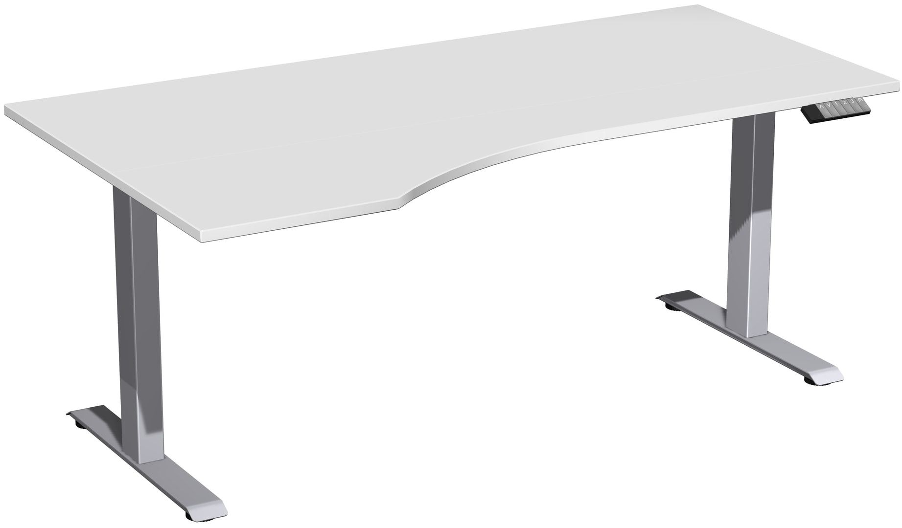 Eckschreibtisch, Ecke links, Elevate Basic, elektronisch höhenverstellbar, 730 - 1.230 x 1.800 x 1.000 mm (HxBxT), Gestell anthrazit, Dekor Ahorn