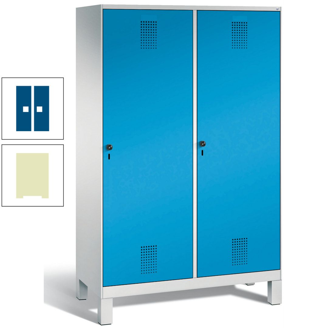 Doppel-Spind, Garderobenschrank, 2 Türen für 4 Abteile a 300 mm, Korpus anthrazitgrau, Türen anthrazitgrau, 1.850 x 1.200 x 500 mm (HxBxT)