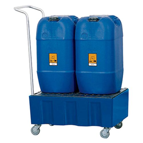 PE-Auffangwanne - fahrbar - 60 l - Traglast 120 kg - 1.000 x 725 x 525 mm (HxBxT)
