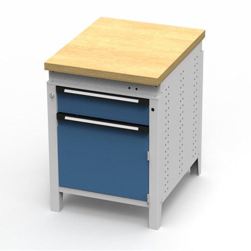 OTTOKIND Werkbank - Arbeitsplatte bündig - 850 x 605 x 750 mm (HxBxT) - Schublade - Schrank - lichtgrau