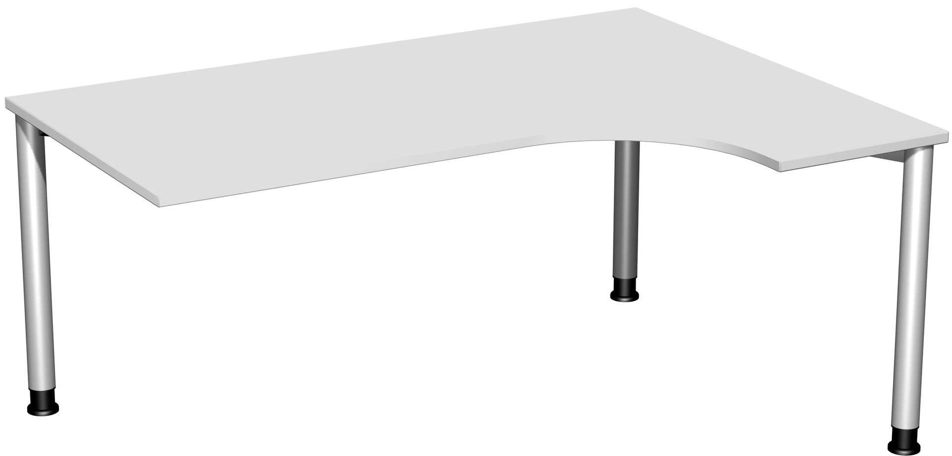Eckschreibtisch mit einseitig verkürzten, 4-Fuß Flex, Ecke rechts, Höhe 680-800 mm, 1.600 x 1.200 mm (BxT), Gestell anthrazit, Ahorn