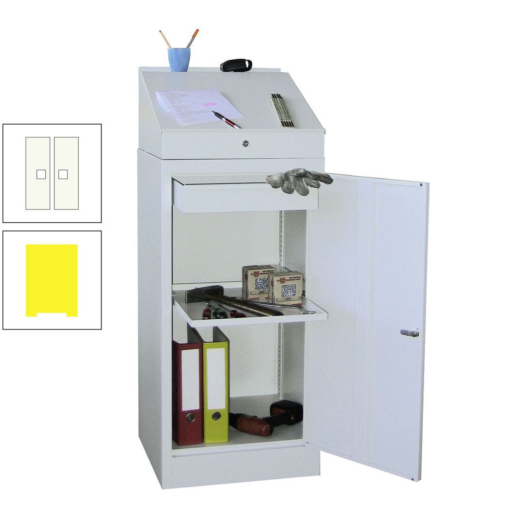 Stehpult mit Schrank - Vollblechtür - Zylinderschloss - 1 Einlegeboden, 1 Schublade - 1.270x500x500 mm (HxBxT) - anthrazitgrau