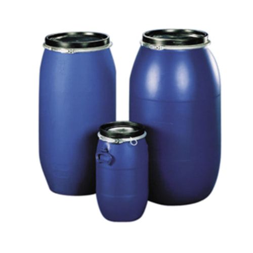 Bauchfass - HDPE - 120 l - Durchm. 495 mm - Höhe 800 mm - Deckel - Spannring - blau