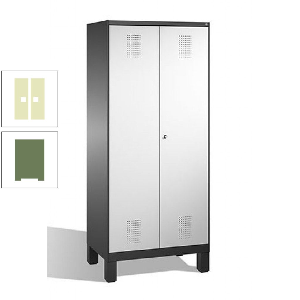 Mehrzweckschrank, Doppeltüren, auf Füßen, 2 Abteile a 400 mm, Korpus anthrazitgrau, Tür anthrazitgrau, 1.850 x 800 x 500 mm (HxBxT)