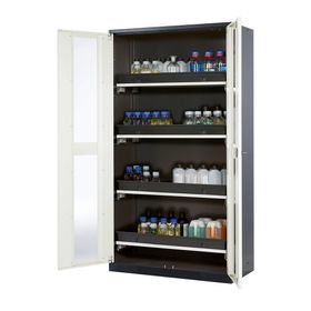 Chemikalienschrank - 1.950 x 1.055 x 520 mm (HxBxT) - mit Tablarauszügen - anthrazitgrau - Ausführung wählbar