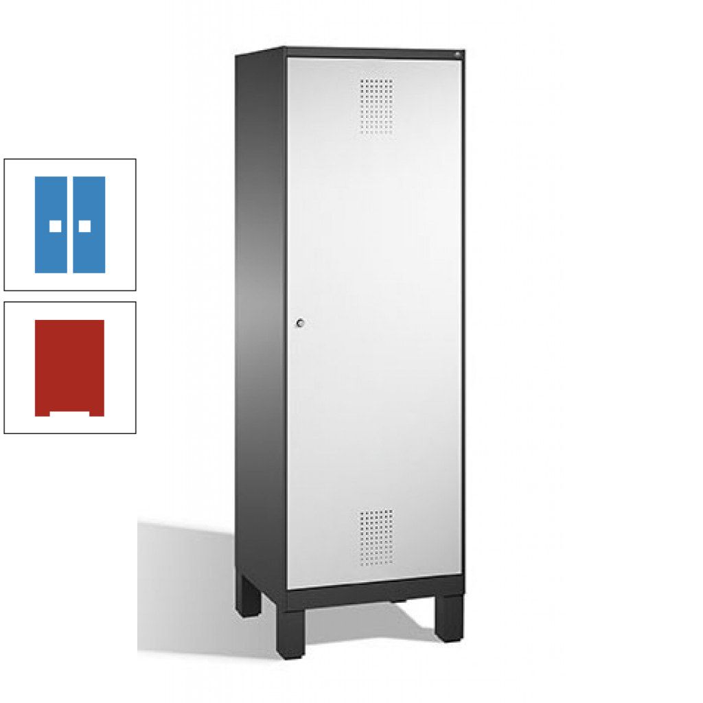 Doppel-Spind, Garderobenschrank, 1 Tür für 2 Abteile a 300 mm, Korpus anthrazitgrau, Türen anthrazitgrau, 1.850 x 600 x 500 mm (HxBxT)
