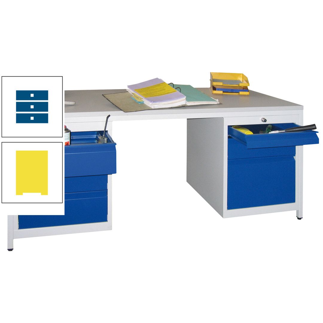 Meisterschreibtisch - 6 Schubladen, 75 / 125 / 150 / 175 / 300 mm - 720 x 1.700 x 800 mm (HxBxT) - anthrazitgrau