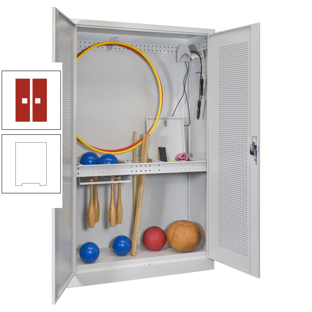 Sportschrank - Lochfeldtüren - Variante 1 - 1.950x1.200x500 mm (HxBxT) - anthrazitgrau