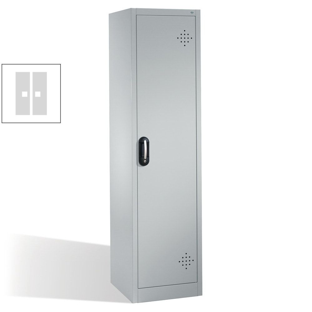 C+P Umweltschrank mit 4 Wannenböden, für wassergefährdende Stoffe, mit Flügeltür, 1.950 x 500 x 500 mm (HxBxT), Farbe lichtgrau
