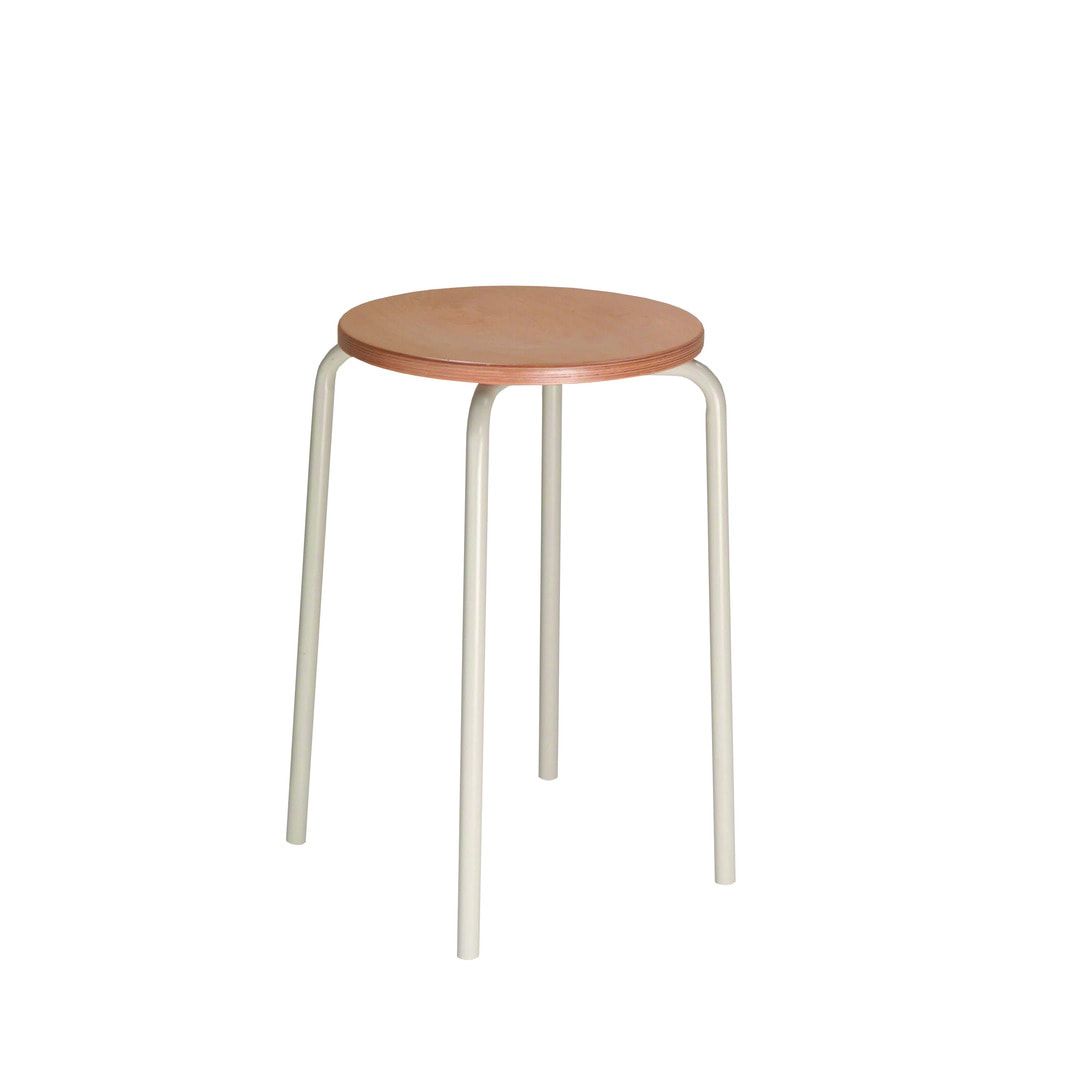 Hocker - Stapelhocker - Sitzhöhe 500 mm - Buche - Stahlrohrgestell lichtgrau