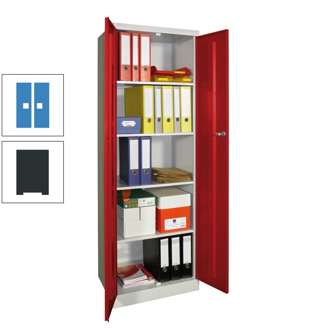 Aktenschrank - Sockel - 4 Böden - 1.800x600x500 mm (HxBxT) - Zylinderschloss - anthrazitgrau