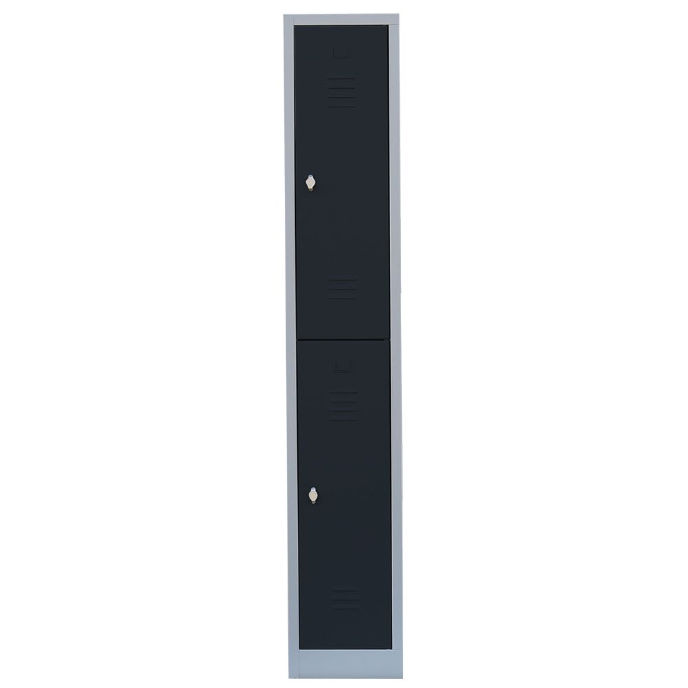 Garderobenschrank, Doppelstockspind, 1 Abteil, 2 Fächer, 1.800 x 315 x 500 mm (HxBxT), Stahl, Drehriegel, Korpus: lichtgrau, Front: anthrazitgrau