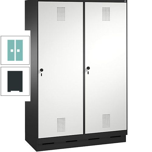 Doppel-Spind, Garderobenschrank, 2 Türen für 4 Abteile a 300 mm, Korpus anthrazitgrau, Türen anthrazitgrau, 1.800 x 1.200 x 500 mm (HxBxT)