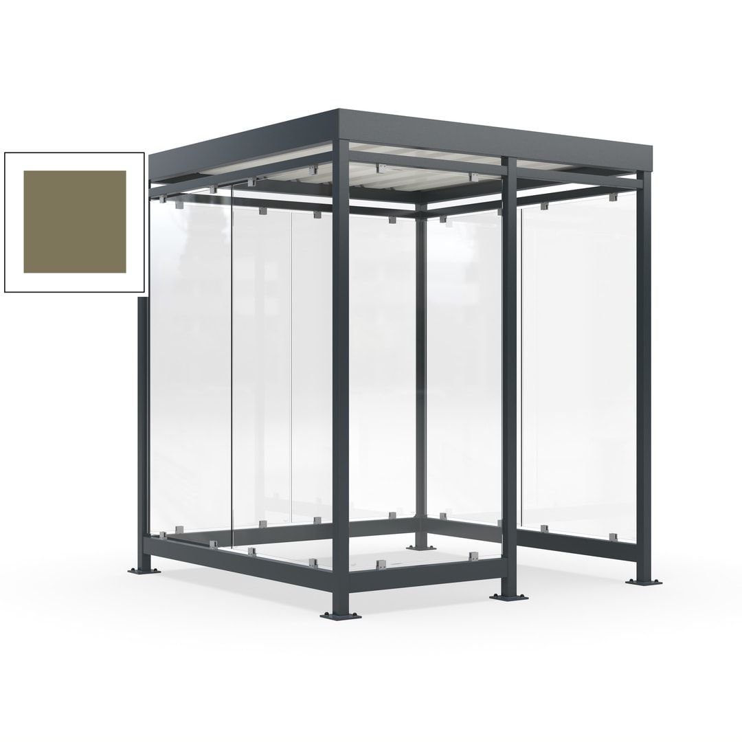 Raucherunterstand, Bushaltestelle, 7 Wände, 6-7 Personen, 2.510 x 2.165 x 2.165 mm (HxBxT), Farbe Achatgrau