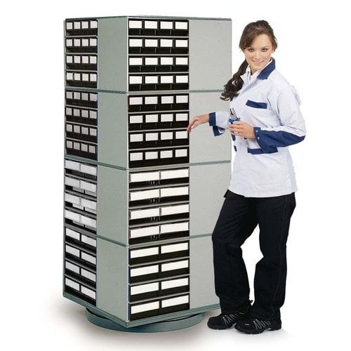 Drehständer, Drehgestell, für 16 Schubladenmagazine, 1.680 x 700 x 700 mm (HxBxT), lichtgrau