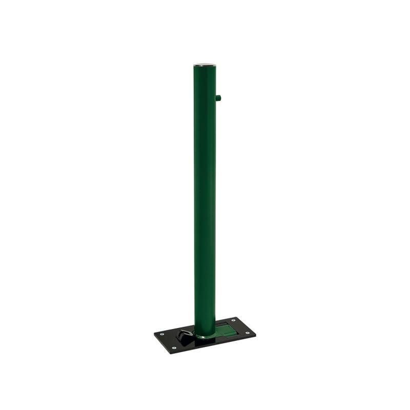 Klappbarer Pfosten mit Edelstahlkopf - 76 x 1.077 mm (DxH) - Überfahrhöhe 114 mm - Farbe enzianblau - Absperrpfosten