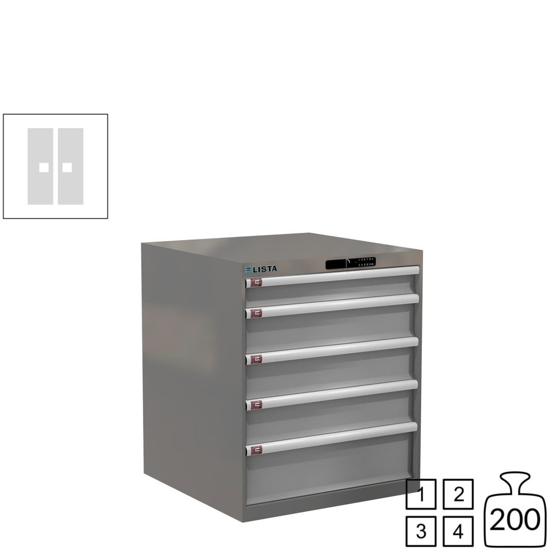 Lista Schubladenschrank - 14.410.010 - 850x717x725 mm (HxBxT) - 5 Schubladen - 75 kg - Key Lock - lichtblau (RAL 5012)