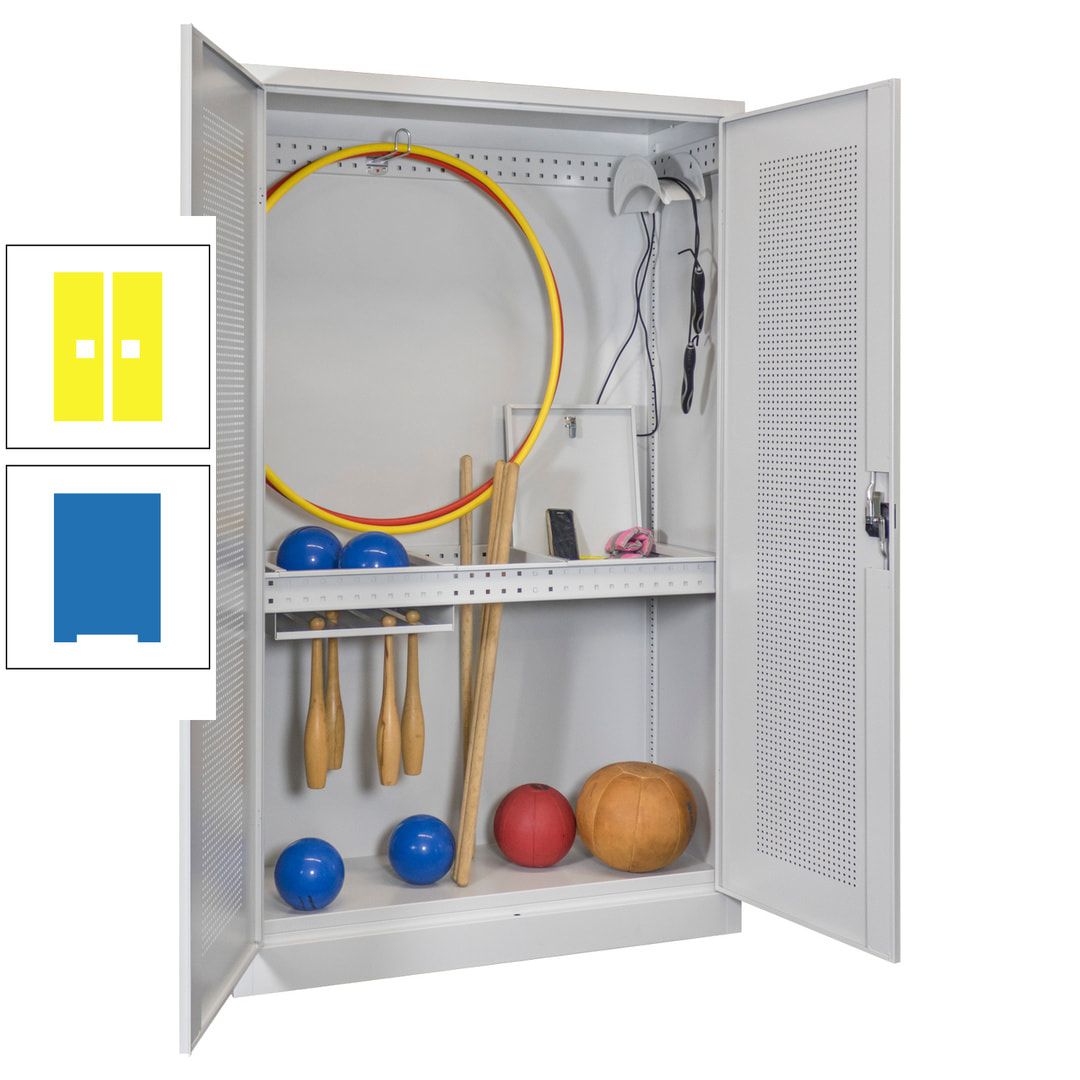 Sportschrank - Lochfeldtüren - Variante 1 - 1.950x1.200x500 mm (HxBxT) - anthrazitgrau