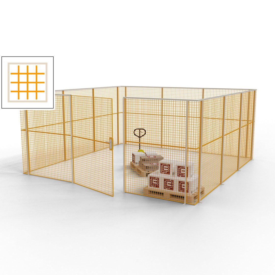 Maschinen Schutzgitter - Hallentrennwand - Sicherheitszaun - Tür - 18 m - 2.200 x 4.900 x 4.900 mm (HxBxT) - enzianblau