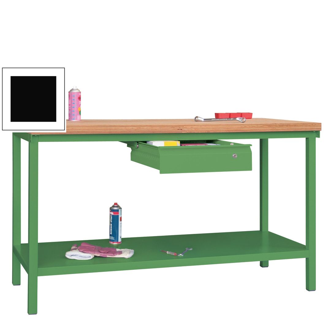 Werkbank mit Ablageboden - 1 Schublade - 900 x 1.500 x 700 mm (HxBxT) - Traglast 1.050 kg - anthrazitgrau