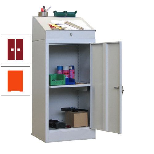 Stehpult mit Schrank - Vollblechtür - Zylinderschloss - 1 Ausziehboden - 1.270x500x500 mm (HxBxT) - anthrazitgrau