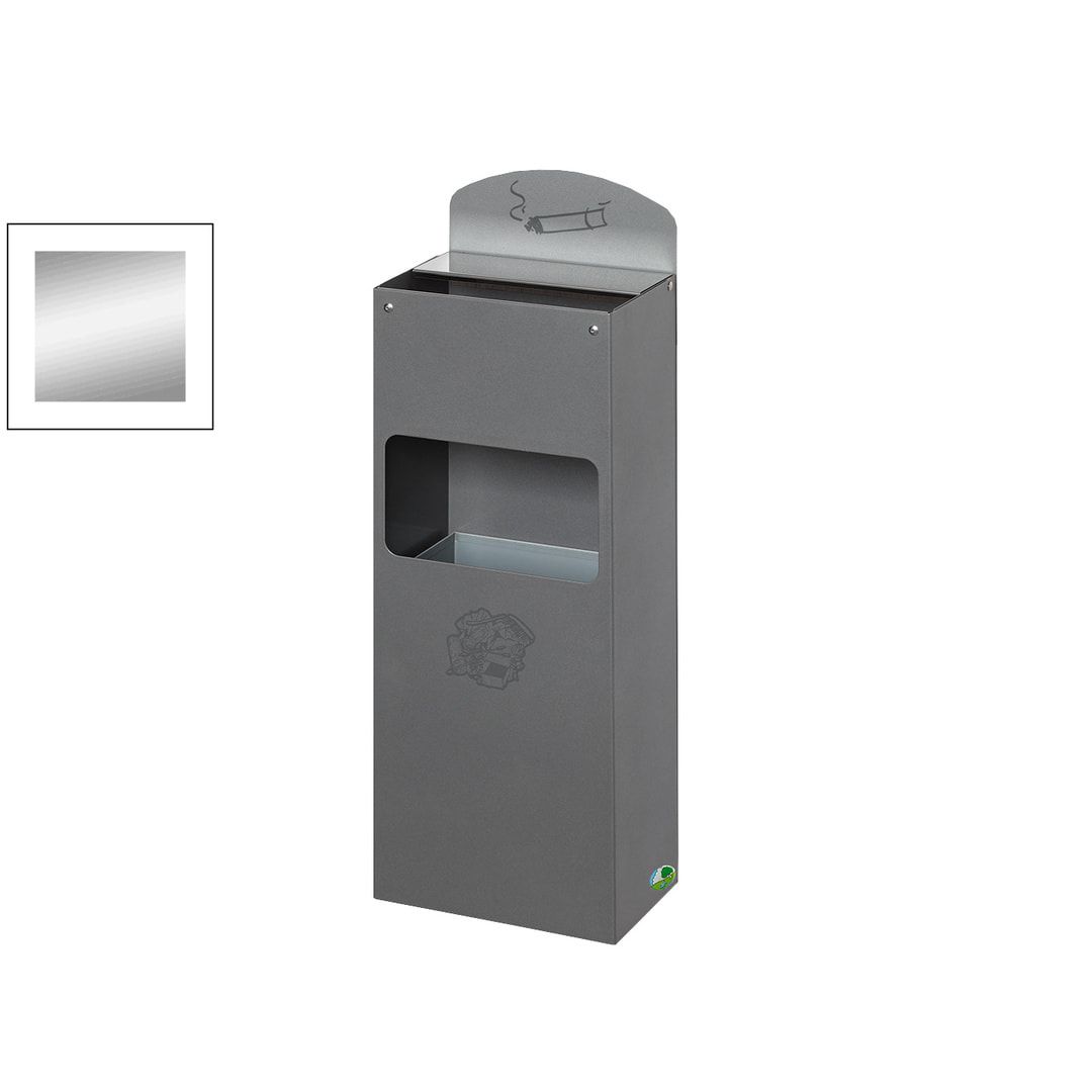 Wandascher mit Schild und Abfallsammler - Volumen 0,8 / 4 l - 580 x 200 x 125 mm (HxBxT) - enzianblau