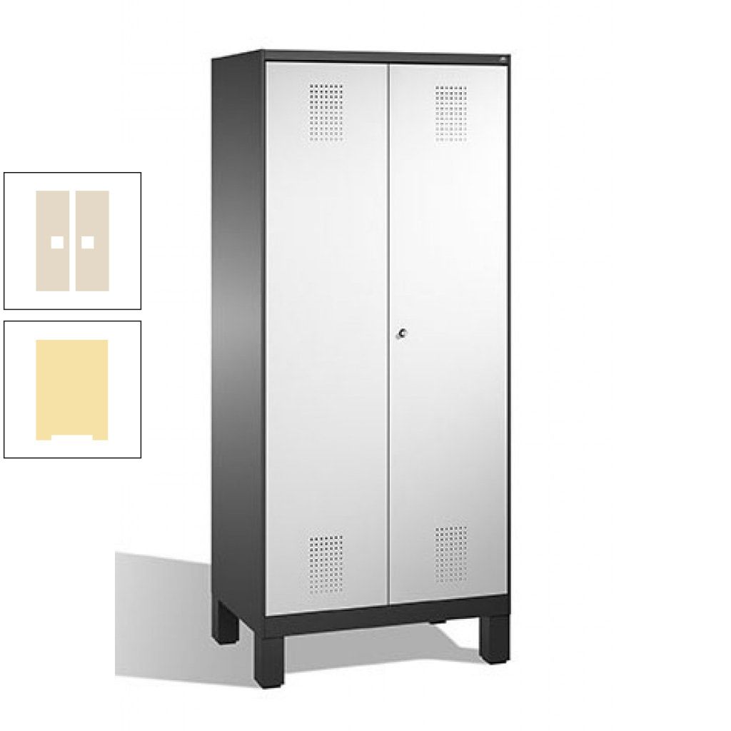 Mehrzweckschrank, Doppeltüren, auf Füßen, 2 Abteile a 400 mm, Korpus anthrazitgrau, Tür anthrazitgrau, 1.850 x 800 x 500 mm (HxBxT)