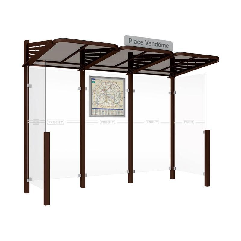 Buswartehalle - Unterstand - modular - Fahrplankasten - Haltestellenschild - Seitenwände - 2.200 x 3.000 x 1.500 mm (HxBxT) - enzianblau