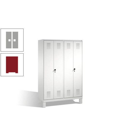 Doppel-Spind, Doppeltüren, Garderobenschrank mit Füßen, 4 Abteile a 300 mm, Korpus anthrazitgrau, Tür anthrazitgrau, 1.850 x 1.200 x 500 mm (HxBxT)