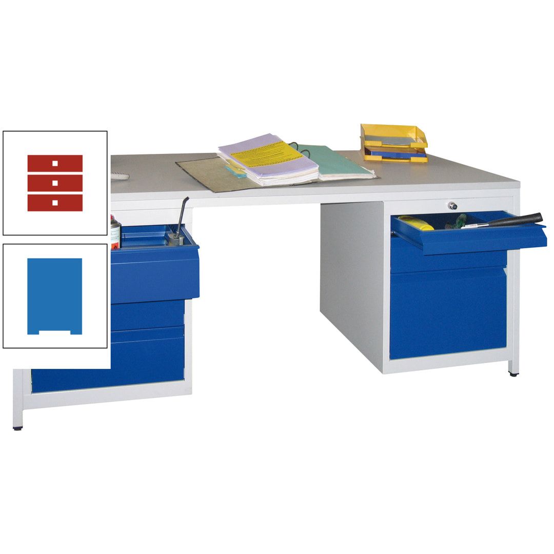 Meisterschreibtisch - 6 Schubladen, 75 / 125 / 150 / 175 / 300 mm - 720 x 1.700 x 800 mm (HxBxT) - anthrazitgrau