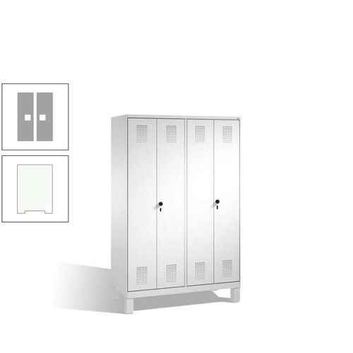 Doppel-Spind, Doppeltüren, Garderobenschrank mit Füßen, 4 Abteile a 300 mm, Korpus anthrazitgrau, Tür anthrazitgrau, 1.850 x 1.200 x 500 mm (HxBxT)