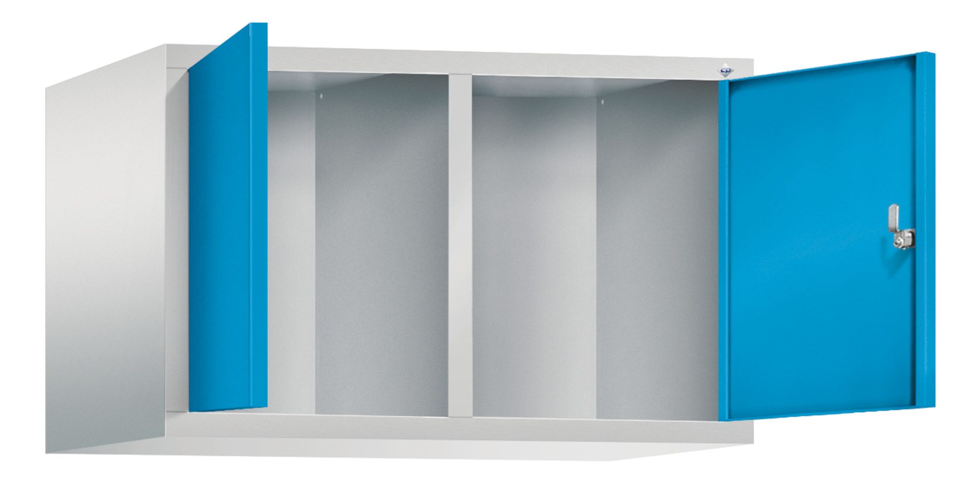 Aufsatzschrank für Spinde und Schließfachschränke, Doppeltüren, 2 Abteile, Korpus anthrazitgrau, Türfarbe anthrazitgrau, 500 x 810 x 500 mm (HxBxT)