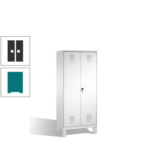Doppel-Spind, Doppeltüren, Garderobenschrank mit Füßen, 2 Abteile a 400 mm, Korpus anthrazitgrau, Tür anthrazitgrau, 1.850 x 800 x 500 mm (HxBxT)