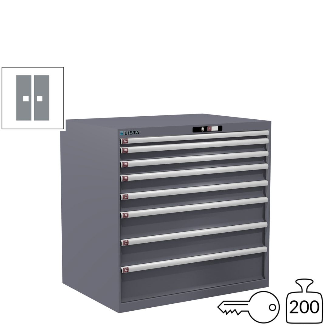 Lista Schubladenschrank - 12.541.010 - 1.000x1.023x725 mm (HxBxT) - 8 Schubladen - 200 kg - Key Lock - lichtblau (RAL 5012)