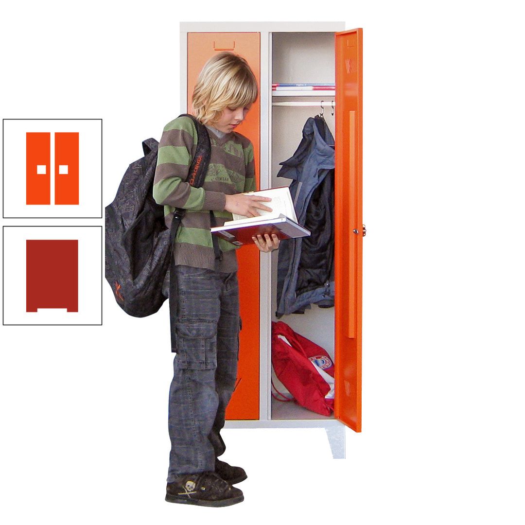 Spindschrank f. Schulen - mit Füßen - Höhe 1.600 mm - 3 Abteile a 300 mm - Drehriegel - anthrazitgrau