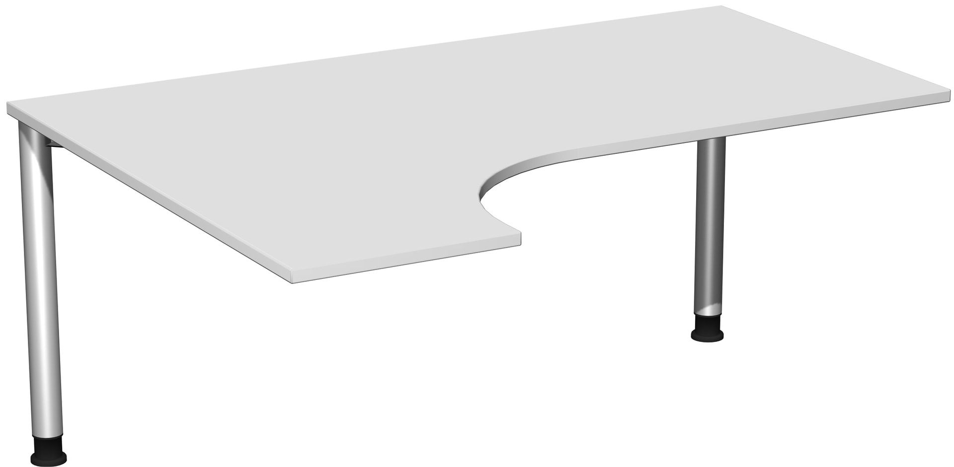 Eckschreibtisch mit einseitig verkürzten Füßen, 4-Fuß Flex, Ecke links, Höhe 680-800 mm, 1.600 x 1.200 mm (BxT), Gestell anthrazit, Ahorn