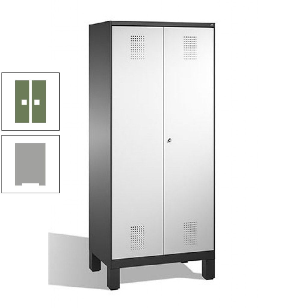 Mehrzweckschrank, Doppeltüren, auf Füßen, 2 Abteile a 400 mm, Korpus anthrazitgrau, Tür anthrazitgrau, 1.850 x 800 x 500 mm (HxBxT)