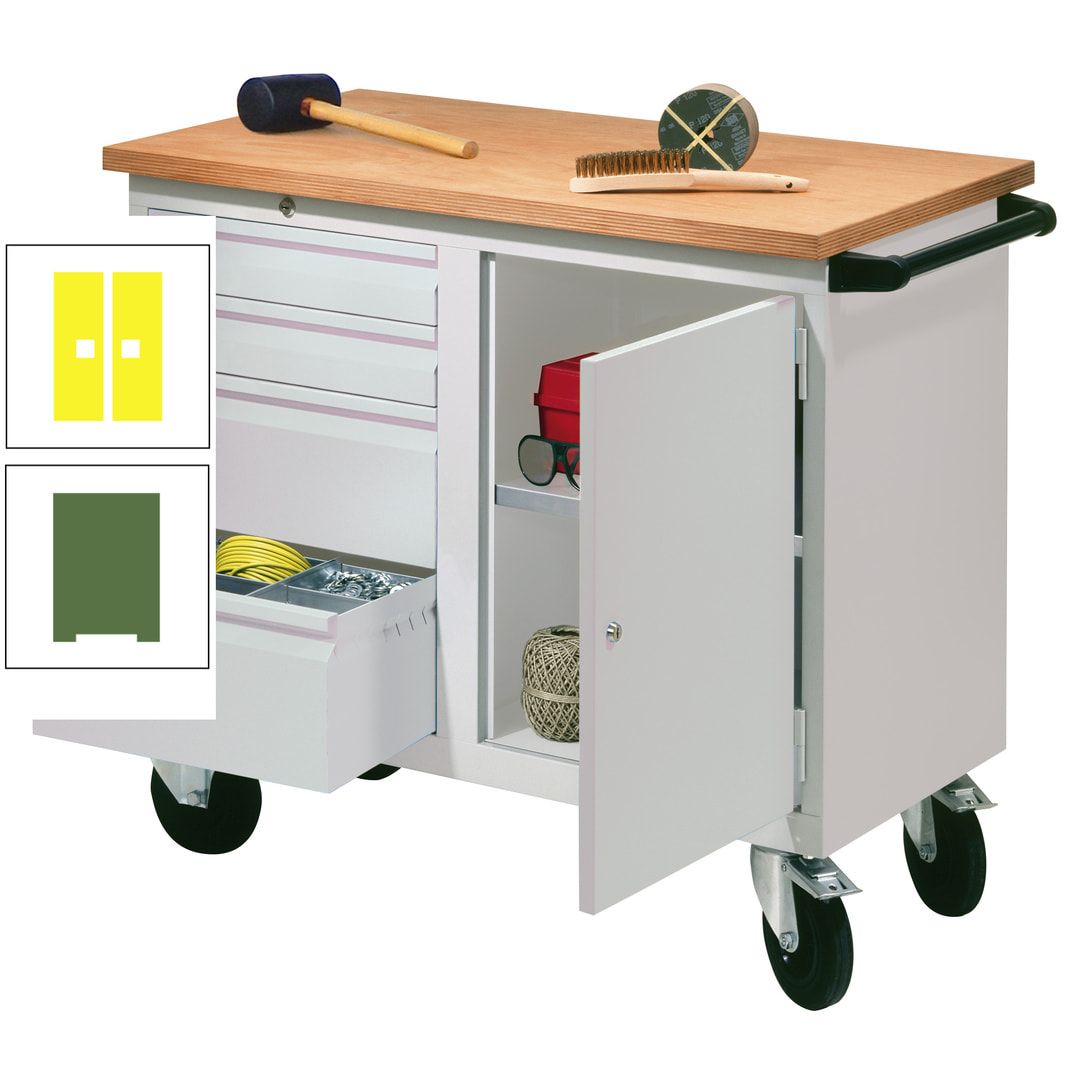 Mobile Werkbank - Werkstattwagen - 915 x 1.090 x 600 mm - 4 Schubladen und Schrankfach - anthrazitgrau
