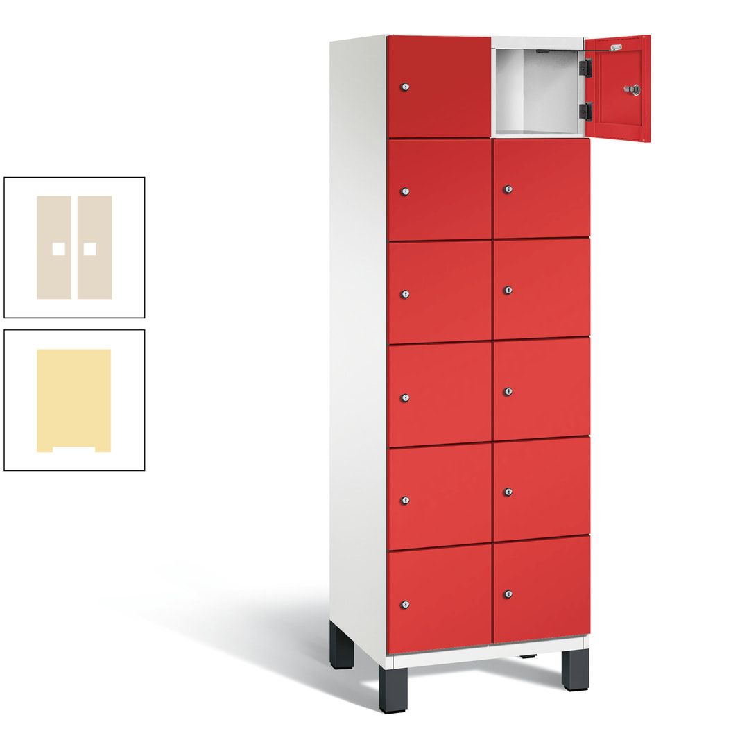 Fächerschrank, Stahlschrank, 12 Fächer, Türöffnungsbegrenzer, Füße, 1.980 x 600 x 525 mm (HxBxT), Korpus anthrazitgrau, Front anthrazitgrau