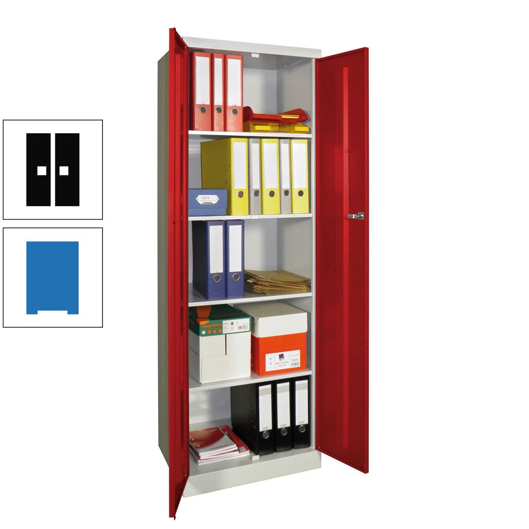 Aktenschrank - Sockel - 4 Böden - 1.800x600x500 mm (HxBxT) - Zylinderschloss - anthrazitgrau