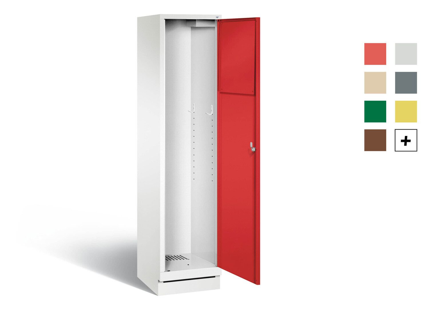 Wäschesammelschrank, Wäscheschrank, Stahlschrank, auf Sockel, Pendelklappe, Korpus Pastellgelb, Tür anthrazitgrau, 1.800 x 420 x 500 mm (HxBxT)